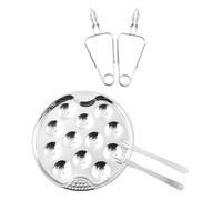TOYZFRIENDY Plat à Escargots Inox Résistant Chaleur avec Pince et Fourchette Assiette Ronde Antidérapante pour Cuisson Au Four Ergonomique et Facile à Nettoyer