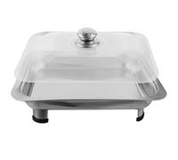 TOYZFRIENDY Plateau de Service Buffet Rectangulaire Acier Inoxydable avec Couvercle Transparent Bac Alimentaire Léger pour Restauration et Traiteur