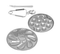 TOYZFRIENDY Plateau Escargots Acier Inoxydable avec Pince et Fourchette Plat Huîtres et Fruits de Mer Résistant Chaleur pour Cuisine et Restaurant Service Table pour Plusieurs Personnes