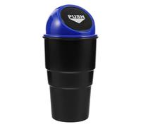 TOYZFRIENDY Poubelle de Voiture Ronde Bleue en Plastique Solide avec Couvercle à Pression Mini Bac Multifonction pour Rangement Intérieur de Véhicule Bureau et Maison Accessoire Organisé