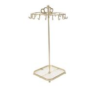 TOYZFRIENDY Présentoir Bijoux Rotatif avec Plateau Acrylique et Crochets Support Colliers Minimaliste Doré Organisateur Polyvalent pour Boucles Oreilles et Accessoires