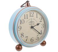 TOYZFRIENDY Réveil de Bureau Rétro Style Américain Vintage sans Pile Horloge Créative avec Chiffres Bleus Alarme Mécanique à Remonter Décoration Table Maison