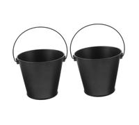 TOYZFRIENDY Seau à Graisse Noir 2 Pièces Bac Égouttage pour Barbecue et Poêle Collecteur D'huile en Métal Poignée Usage la Cuisine 8x10,5x12 Cm