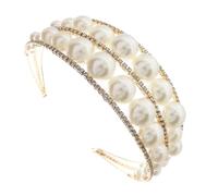 TOYZFRIENDY Serrage-Tête Mariage en Perles Doré Large Couronne Bijou de Cheveux pour Femme Accessoire Coiffure Nuptiale Élégant et Raffiné Bandeau Perlé pour Cérémonie et Photo