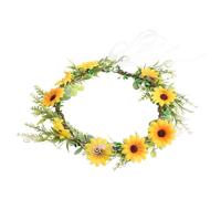 TOYZFRIENDY Serre-tête Fleur avec Ruban pour Mariage et Couronne Fleurie Bohème Jaune Accessoire Cheveux et Confortable pour Fête Anniversaire et Photos