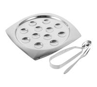 TOYZFRIENDY Set de Assiettes à Escargots Acier Inoxydable avec Pinces et Fourchettes Plat à Fruits de Mer Résistant Chaleur Plateau à Baignade pour Escargots Huîtres et Coquillages Adapté