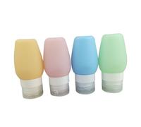 TOYZFRIENDY Set de Bouteilles de Voyage Silicone Souple Réutilisables et Durables pour Shampooing Lotion et Cosmétiques Assorties Bleu Pêche Vert Orange Abricot