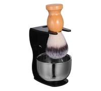 TOYZFRIENDY Set de Brosse à Barbe Homme avec Bol à Raser Inox et Support Brosse à Raser Douce pour Mousse Épaisse Outil de Soin et Nettoyage Cadeau Masculin Pratique