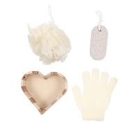 TOYZFRIENDY Set de Nettoyage Corps Pierre Ovale et Manchon Nylon Exfoliant Doux pour Bain et Kit Spa avec Boîte pour Rangement Facile