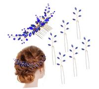 TOYZFRIENDY Set de Peignes à Cheveux Cristal Bleu Roi Accessoires Décoratifs U-forme pour Mariage Demoiselles Honneur et Coiffures de Bal Épingles Strass Élégantes Polyvalentes