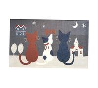 TOYZFRIENDY Tapis Entrée Antidérapant Motif Chat Cartoon Absorbant et Lavable Tapis Jacquard Tissé pour Intérieur Salle de Bain Cuisine Gris