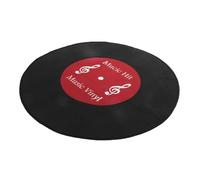 TOYZFRIENDY Tapis Rond Décoratif en Vinyle Noir Antidérapant 60x60 Cm Tapis de Tourne-Disque Esthétique pour Salon Chambre et Salle à Manger de Sol Amusant Facile à Nettoyer