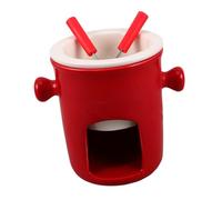 TOYZFRIENDY Tasse Fondue Chocolat Céramique Rouge avec Fourchettes Pot à Fondue Créatif pour Desserts Set pour Soirée Anniversaire et Familiale