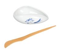 TOYZFRIENDY Tea Storage Plate Small Metal Scoop Set Ceramic Kung Fu Tea Accessories Travel Pocket Reusable Ergonomic Design Easy to Clean