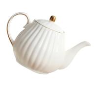 TOYZFRIENDY Théière en Céramique Européenne Poignée Ergonomique Capacité pour Thé de L'Après-Midi Finition Blanche Élégante Résistante à la Chaleur pour Service à Thé Maison