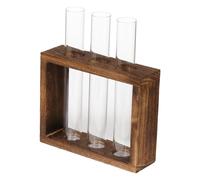 TOYZFRIENDY Tube en Verre Hydroponique pour Plantes D’intérieur Support en Bois, Petit Vase à Essai Transparent pour Décoration De Bureau, Jardinière Verre pour Fleurs Séchées Et Plantes Aériennes