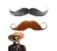 TOZBLEU 2 pièces moustaches à coller, noir moustache à coller,fausse moustache,moustaches noires, peluche longue et douce,fausse moustache,costume de moustache autocollant,déguisement de détective