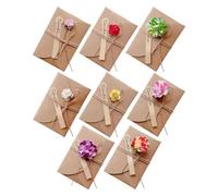TOZBLEU Cartes de vœux,8PCS cartes de vœux en fleurs séchées avec enveloppe kraft,Cartes de vœux faites à la main,Fleurs Séchées Carte Postale Décorée pour Noël,fête des mères,Saint-Valentin(105*71mm)