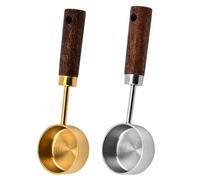 TOZBLEU Cuillère Doseuse à Café,2pcs Cuillère doseuse en acier inoxydable de 15 ml,cuillère à café, cuillère à café, manche en bois, sucre en poudre, grains de café, Accessoires de Cuisine