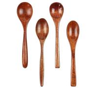 TOZBLEU Cuillere en Bois Set de 4, Cuillere a Cafe en Bois Naturel Cuillère Thé Bois Cuillere Bois Fait à La Main Petite Cuillere en Bois, couverts de voyage pour cuisine/maison/bureau/restaurant