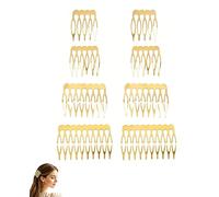 TOZBLEU Lot de 8 peignes latéraux métalliques dorés, 4 tailles différentes, peignes à dents pour fixation de perruques, accessoires cheveux pour mariage et coiffure chignon