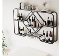 TozMvi étagère à Vin Murale Suspendue à LED, étagère D'affichage De Bouteille De Bar, étagères De Bar Murales en Métal pour Bouteilles, Support De Verre à Vin avec Lumière LED Black-120 * 20 * 70cm