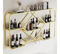 TozMvi étagère à Vin Murale Suspendue à LED, étagère D'affichage De Bouteille De Bar, étagères De Bar Murales en Métal pour Bouteilles, Support De Verre à Vin avec Lumière LED Gold-100 * 20 * 70cm