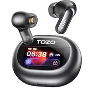 TOZO NC20 Pro Écouteurs Bluetooth Sans Fil avec ANC Hybride, Écran Tactile Couleur, Audio Hi-Res LDAC, Traduction Vocale IA en Temps Réel, Notes de Réunion, 6 Mics ENC, 80 H Charge Sans Fil, IPX8 Noir