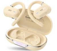TOZO OpenWear Écouteurs Bluetooth sans Fil, ENC Appels 14.2mm Conducteurs 38 H d'Autonomie LED Écran Grave Puissant, 5 EQ Modes Double Axe Ultime Confort Charge Rapide Crochet Pliable USB Type C Kaki
