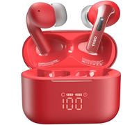 TOZO T20 Écouteurs Bluetooth sans Fil Ecouteurs Bluetooth 5.3 avec ENC Appel LED Écran ORIGX 2.0 Acoustique EQ Ajustement 48.5H d'Autonomie Soutient Chargement sans Fil et USB Type C IPX8 Rouge