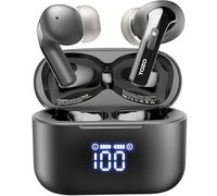 TOZO T20 Écouteurs Bluetooth sans Fil Ecouteurs Bluetooth 5.3 avec ENC Appel LED Écran ORIGX 2.0 Acoustique EQ Ajustement 48.5H d'Autonomie Soutient Chargement sans Fil et USB Type C IPX8 Noir