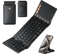 TP Clavier Bluetooth Pliable,AZERTY Clavier sans Fil Portable avec Pavé Tactile pour Voyage,Clavier iPad pour iOS,Microsoft-Noir
