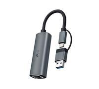 TP-Link Adaptateur 2 en 1 USB 3.0 et USB C vers Ethernet, Adaptateur RJ45 Gigabit LAN, Plug & Play, boîtier en Aluminium, Adaptateur Ethernet pour Ordinateur Portable, Thunderbolt 4/3 Compatible avec