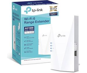 TP-Link AX1500 Dual Band Wi-Fi 6 Range Extender, Broadband/Wi-Fi Extender, Wi-Fi Booster/Hotspot avec 1 Gigabit Port, mode d'accès intégré, fonctionne avec n'importe quel routeur Wi-Fi, UK Plug