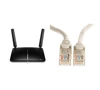 TP-Link Box 4G, Routeur 4G+ LTE Cat.6 300 Mbps WiFi AC 1200 Mbps, 2 x SMA pour Antenne Externe, 4 Ports RJ45 Gigabit, Antennes Amovibles, OneMesh & Amazon Basics Câble ethernet RJ45 cat5 de 15,2 m