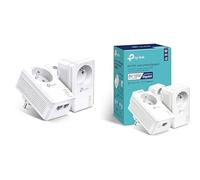 TP-Link CPL 1000 Mbps TL-PA7027P KIT(FR), Prise CPL avec 2 Ports Ethernet Gigabit et Prise Intégrée, Boitier CPL Kit de 2 & Prise CPL avec 1 Port Gigabit et Prise Intégrée, Boitier CPL Kit de 2