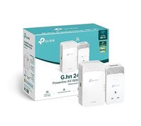 TP-Link Kit sans fil G.hn2400 Powerline AX1800 Wi-Fi 6, extension de portée/amplificateur Wi-Fi/Hotspot, prise d'alimentation supplémentaire, ports Ethernet 1 + 2 Gigabit, idéal pour HD 8K et jeux,