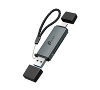 TP-Link Lecteur de carte SD, 2 en 1 USB 3.0 Type-C et A double fente lecteur de carte mémoire pour SD/Micro SD/SDHC/SDXC, transfert de données haute vitesse, Plug & Play avec Windows, MacOS, iPadOS