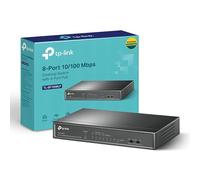 TP-Link Switch PoE (TL-SF1008LP) 8 ports 10/100M, 4 ports PoE, 41W pour tous les ports PoE, Boitier Métal, Installation facile, idéal pour créer un réseau de surveillance polyvalent et fiable, Noir