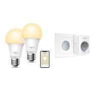 TP-Link Tapo Ampoule Connectée Wifi, Ampoule LED E27 Blanc Chaud 8.7W 806Lm, Contrôle via App, 2PCS & Tapo Prise Connectée WiFi, Prise Intelligente compatible avec Alexa et Google Home, 10A