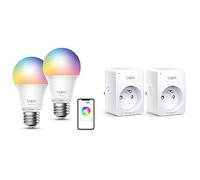 TP-Link Tapo Ampoule Connectée Wifi Tapo L530E(2-pack), Ampoule LED 8.7W 806Lm, RGBCW Multicouleur et Blanc Chaud, 2PCS & Tapo Prise Connectée WiFi, 10A, Tapo P100(FR) 2 Pack