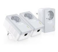 TP-Link TL-PA4010PT KIT AV500 Powerline Adapter with AC Pass Through - Kit de réseau - kit d'adaptation pour courant porteur HomePlug AV (HPAV) - Branchement mural (pack de 3) G