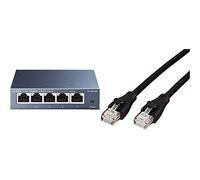 TP-Link TL-SG105 Switch Ethernet Gigabit 5 Ports Metallique 10/100/1000 Mbps (Vitesse jusqu'à 2000Mbps) - Garantie à Vie & Amazon Basics Câble réseau Ethernet RJ45 catégorie 6-0,9 m