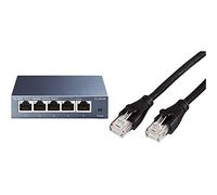 TP-Link TL-SG105 Switch Ethernet Gigabit 5 Ports Metallique 10/100/1000 Mbps (Vitesse jusqu'à 2000Mbps) - Garantie à Vie & Amazon Basics Câble réseau Ethernet RJ45 catégorie 6-4,2 m