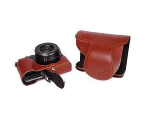 TP Main Véritable Cuir véritable Appareil Photo Plein Case Cover Bag pour Panasonic GX85 GX80 GX7 II avec X14-42mm Objectif Fond Ouvert Brown Couleur