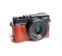 TP Main véritable Cuir véritable Demi Camera Case Sac Housse pour Panasonic LX100 Marron Bottom Ouverture Version