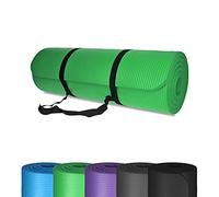 TP Tapis de Yoga antidérapant, en mousse souple, tapis GYM pour le sport, fitness, exercices au sol, Pilates, aérobic, camping, pliable et protége articulations, avec sangle, 185 x 61 cm, vert
