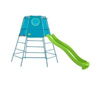 TP Toys Aire de Jeux Métal Galvanisé Explorer - Toboggan Double Vague 220 cm - Structure Réglable 18 mois à 12 ans - Bleu/Vert - Jeu Extérieur Enfant