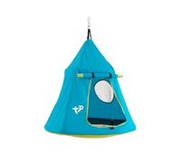 TP Toys Cabane Suspendue Enfants - Tente OVNI Bleu - Balançoire Nacelle Spacieuse 2 Enfants - Fenêtre Observation et Porte Enroulable - Dès 3 Ans - Design Innovant
