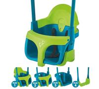 TP Toys Fauteuil Bébé Évolutif Quadpod 4 en 1 - Balançoire Bébé de 6 Mois à 8 Ans - Sangles d’Extension pour Portiques Hauts et Bas - Sécurisée et Confortable - Bleu/Vert